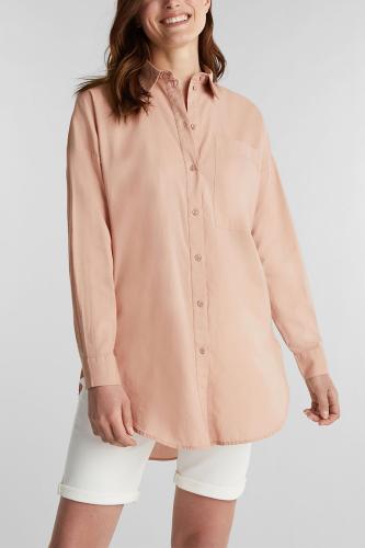 Esprit γυναικείο βαμβακερό πουκάμισο μονόχρωμο - 040EE1F323 Ροζ 38